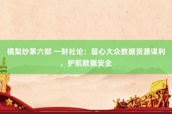橘梨纱第六部 一财社论：留心大众数据资源谋利，护航数据安全