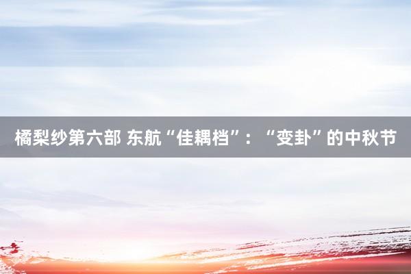 橘梨纱第六部 东航“佳耦档”：“变卦”的中秋节