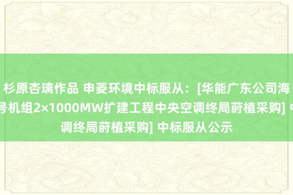 杉原杏璃作品 申菱环境中标服从：[华能广东公司海门电厂5、6号机组2×1000MW扩建工程中央空调终局莳植采购] 中标服从公示