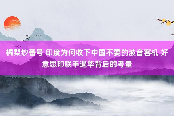橘梨纱番号 印度为何收下中国不要的波音客机 好意思印联手遏华背后的考量